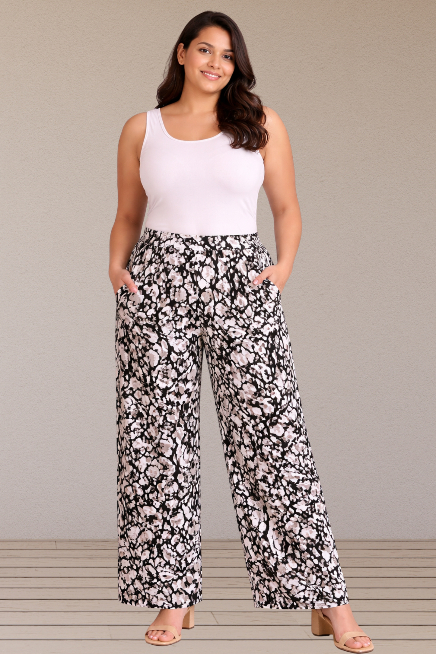 Midnight Polyester Bloom Pant Palazzo