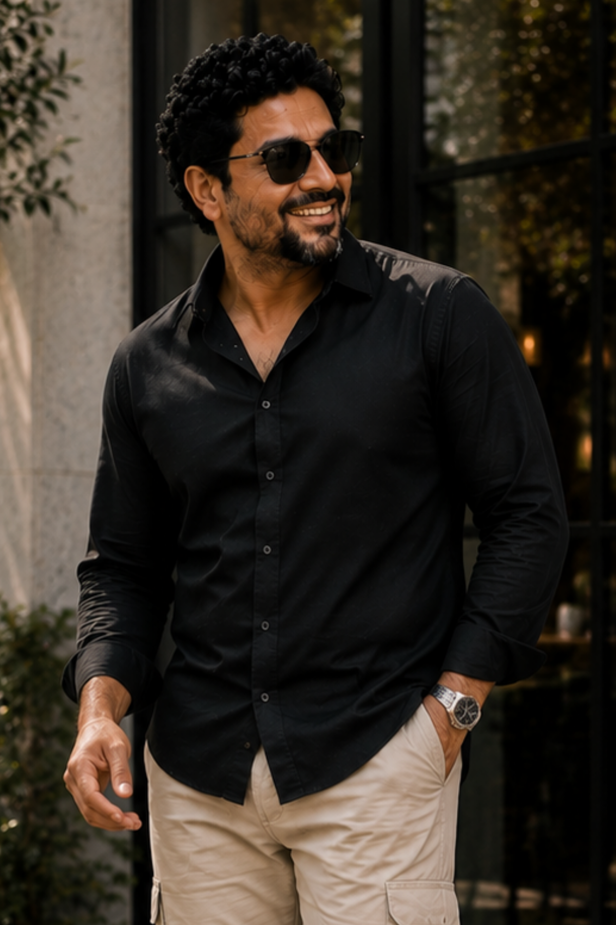 Midnight Black Poplin Cotton Shirt