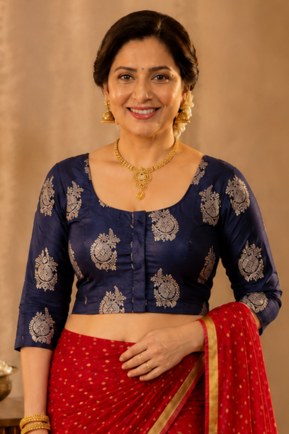 Midnight Blue Silk Blouse