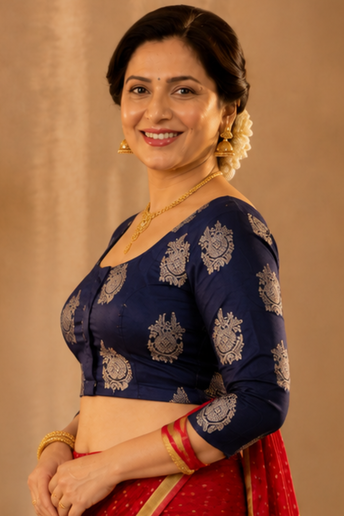 Midnight Blue Silk Blouse
