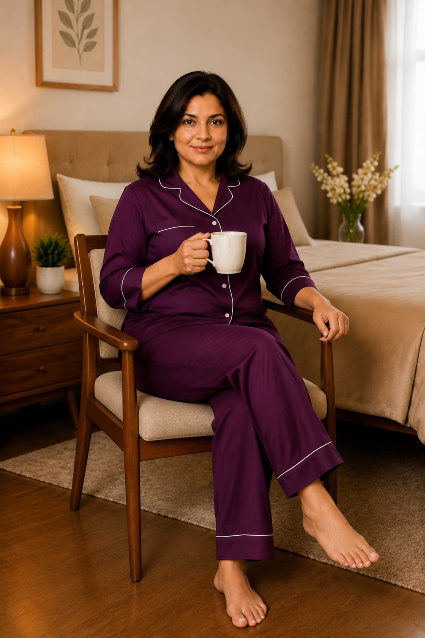 Midnight Orchid Rayon Night Suit