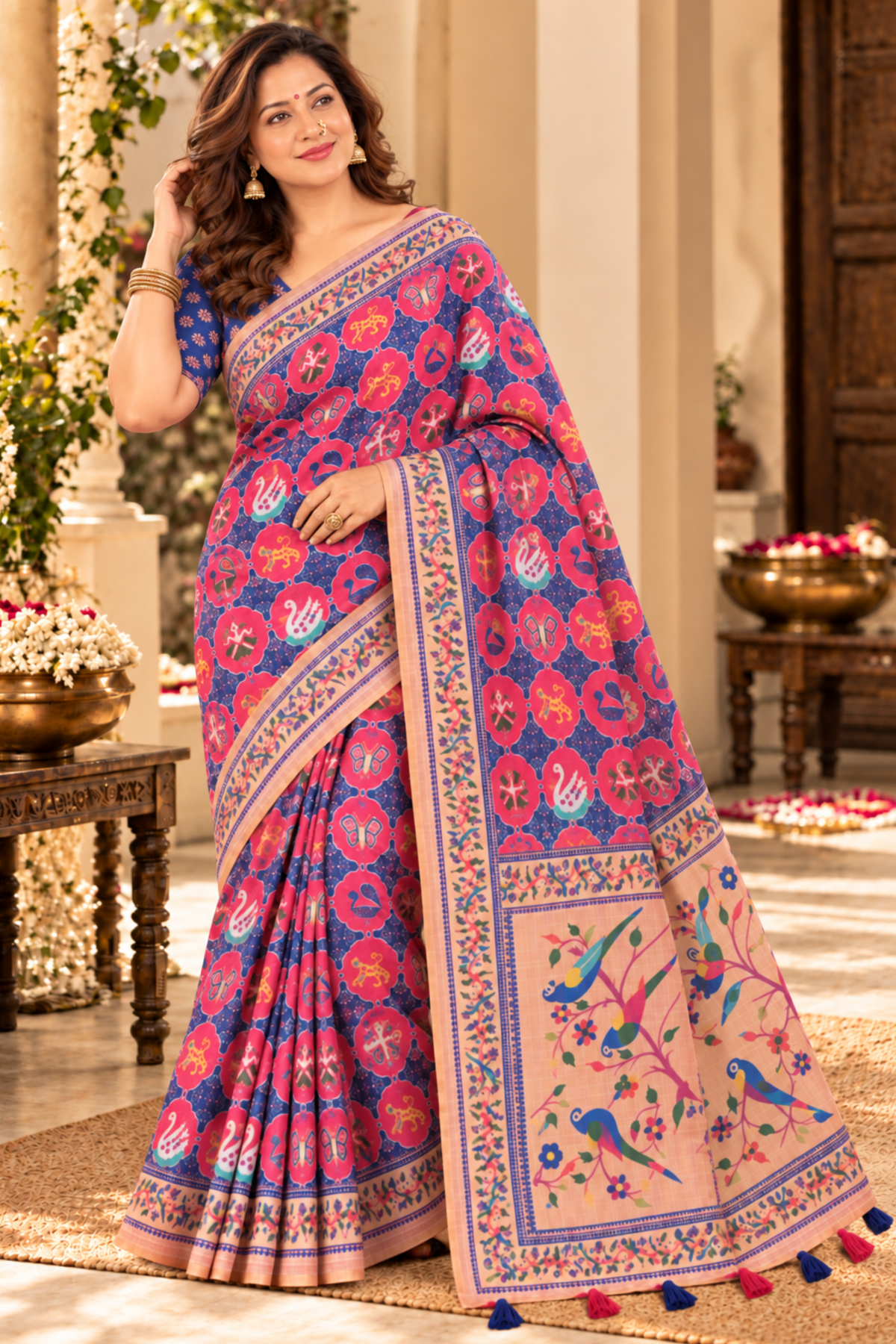Mihira Printed Saree With 1.5 Mtr Blouse Piece