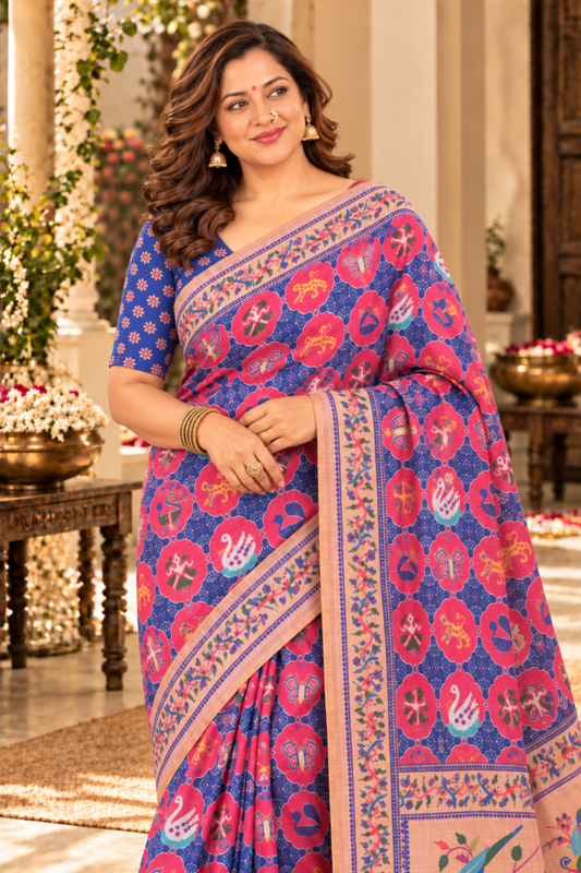 Mihira Printed Saree With 1.5 Mtr Blouse Piece