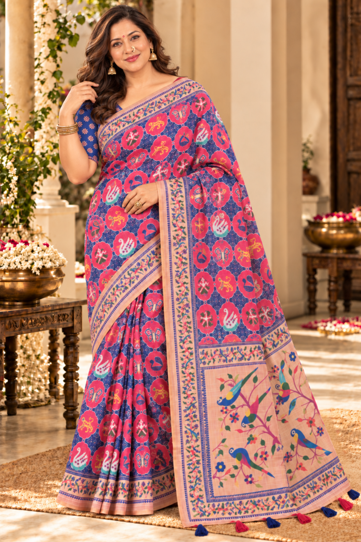 Mihira Printed Saree With 1.5 Mtr Blouse Piece