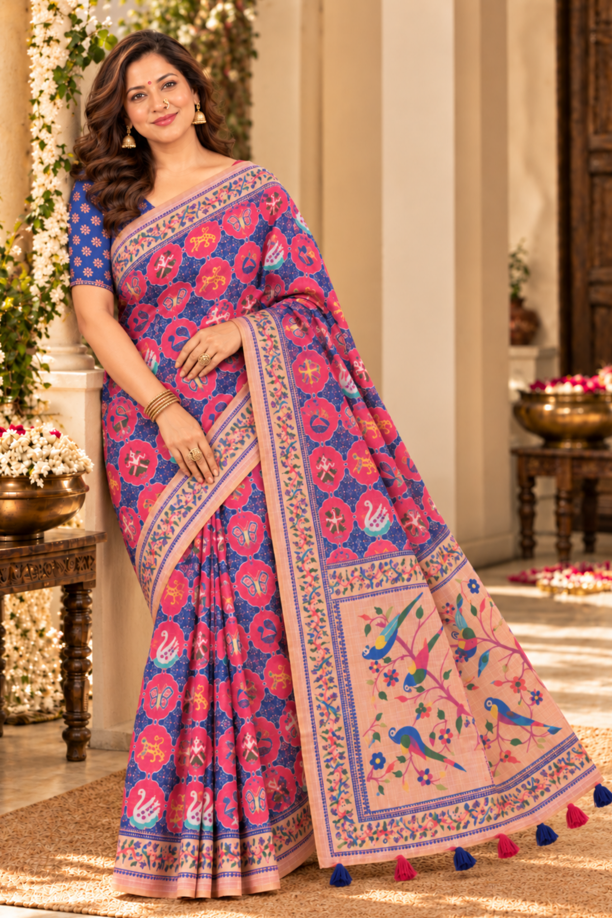 Mihira Printed Saree With 1.5 Mtr Blouse Piece