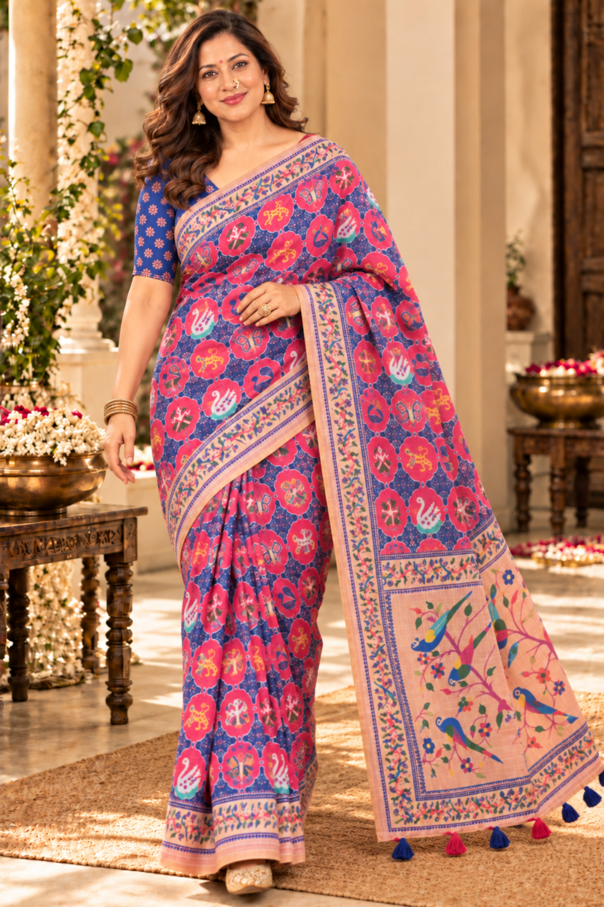 Mihira Printed Saree With 1.5 Mtr Blouse Piece