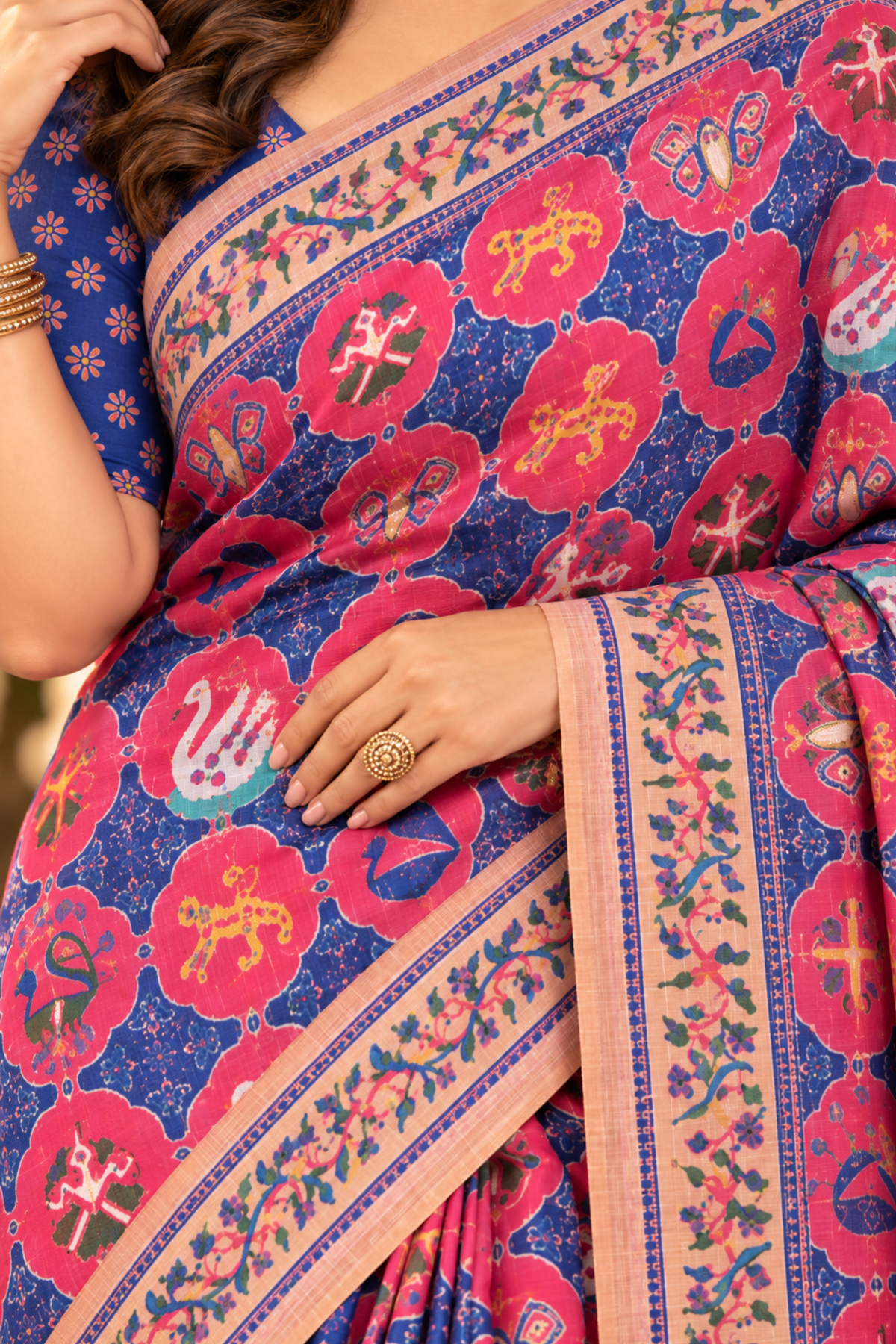 Mihira Printed Saree With 1.5 Mtr Blouse Piece