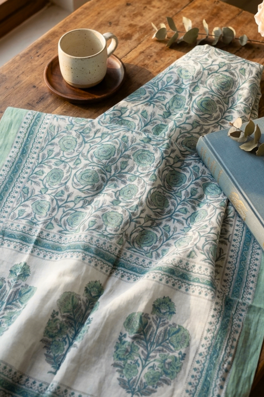 Mint Bloom Cotton Dupatta