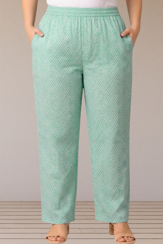 Mint Chevron Cotton Pant Palazzo