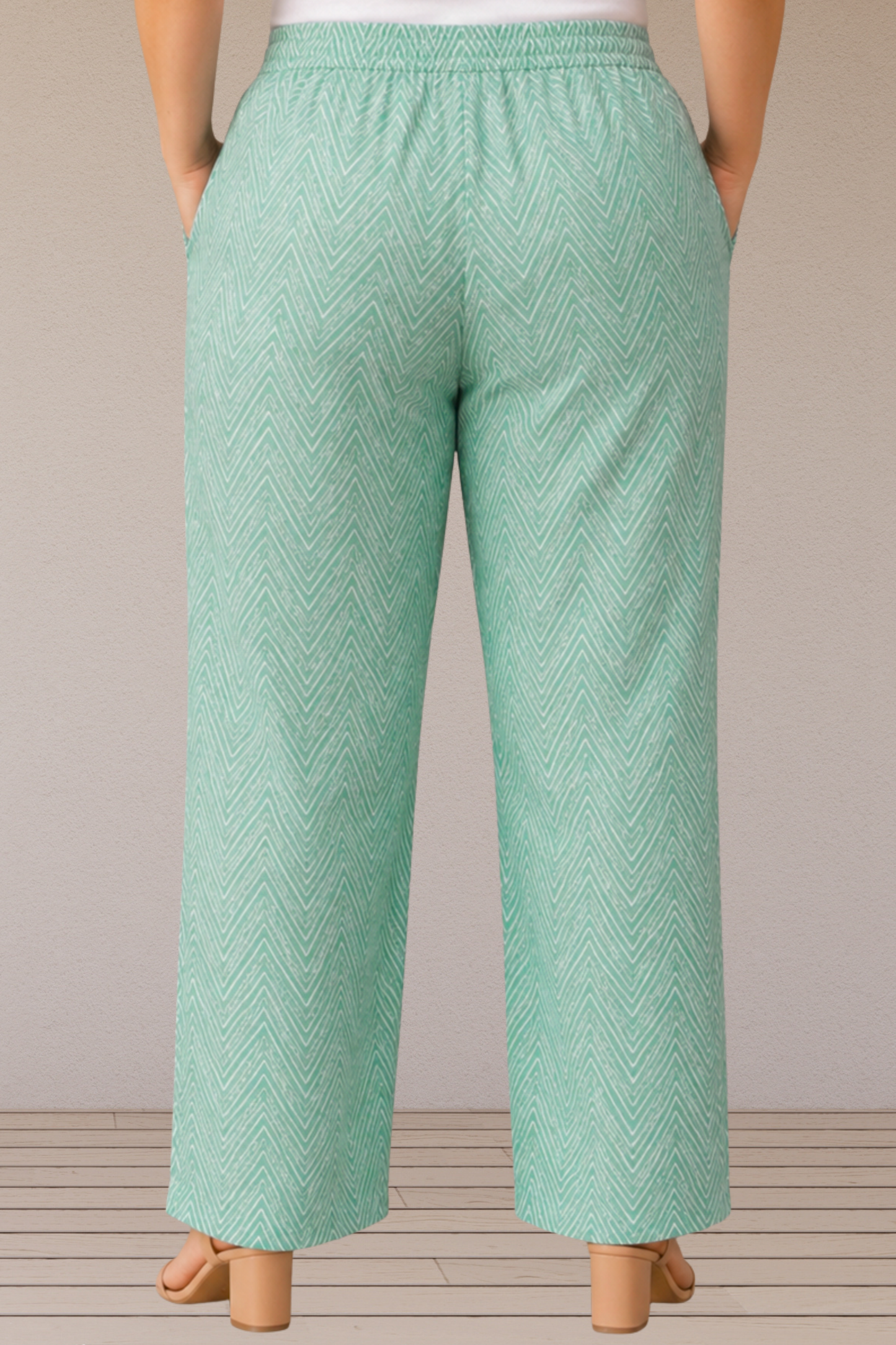 Mint Chevron Cotton Pant Palazzo