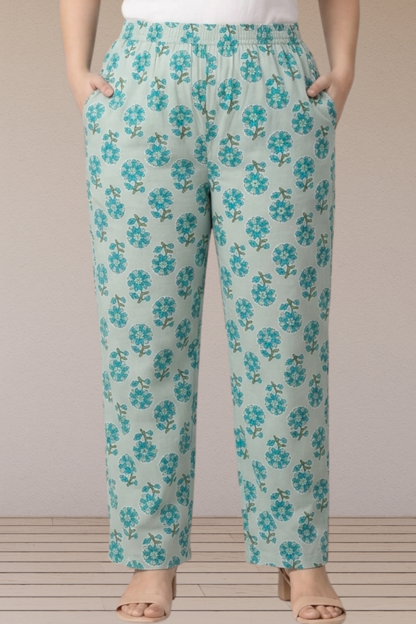 Mint Floral Cotton Pant