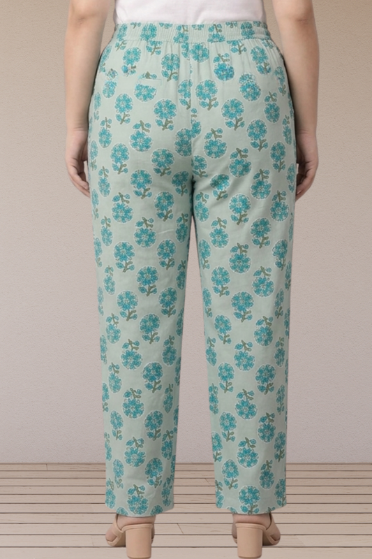 Mint Floral Cotton Pant