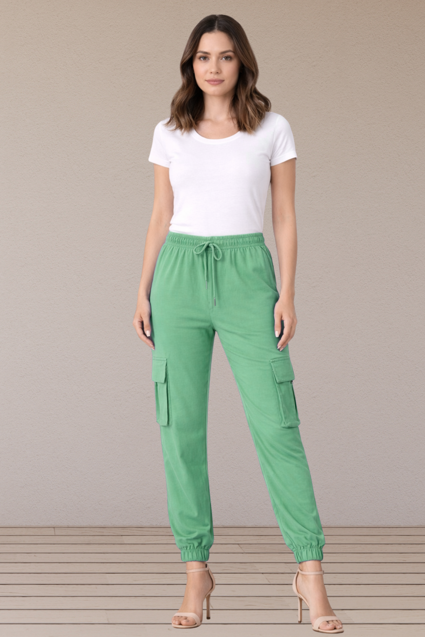 Mint Green Cotton Cargo Pants