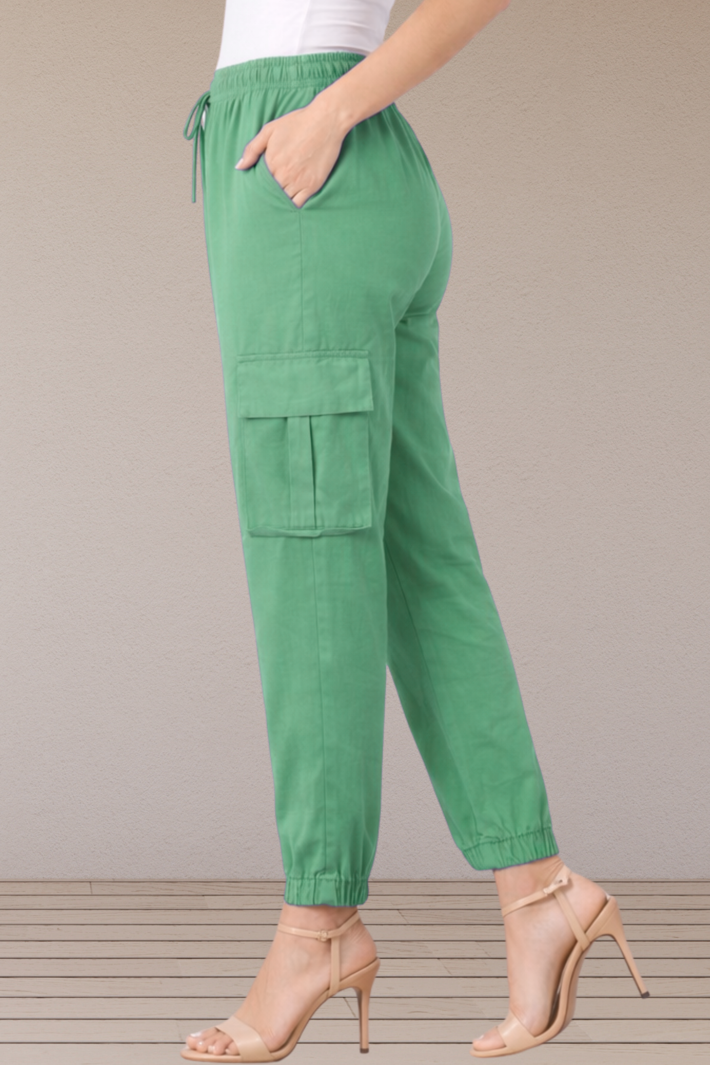 Mint Green Cotton Cargo Pants