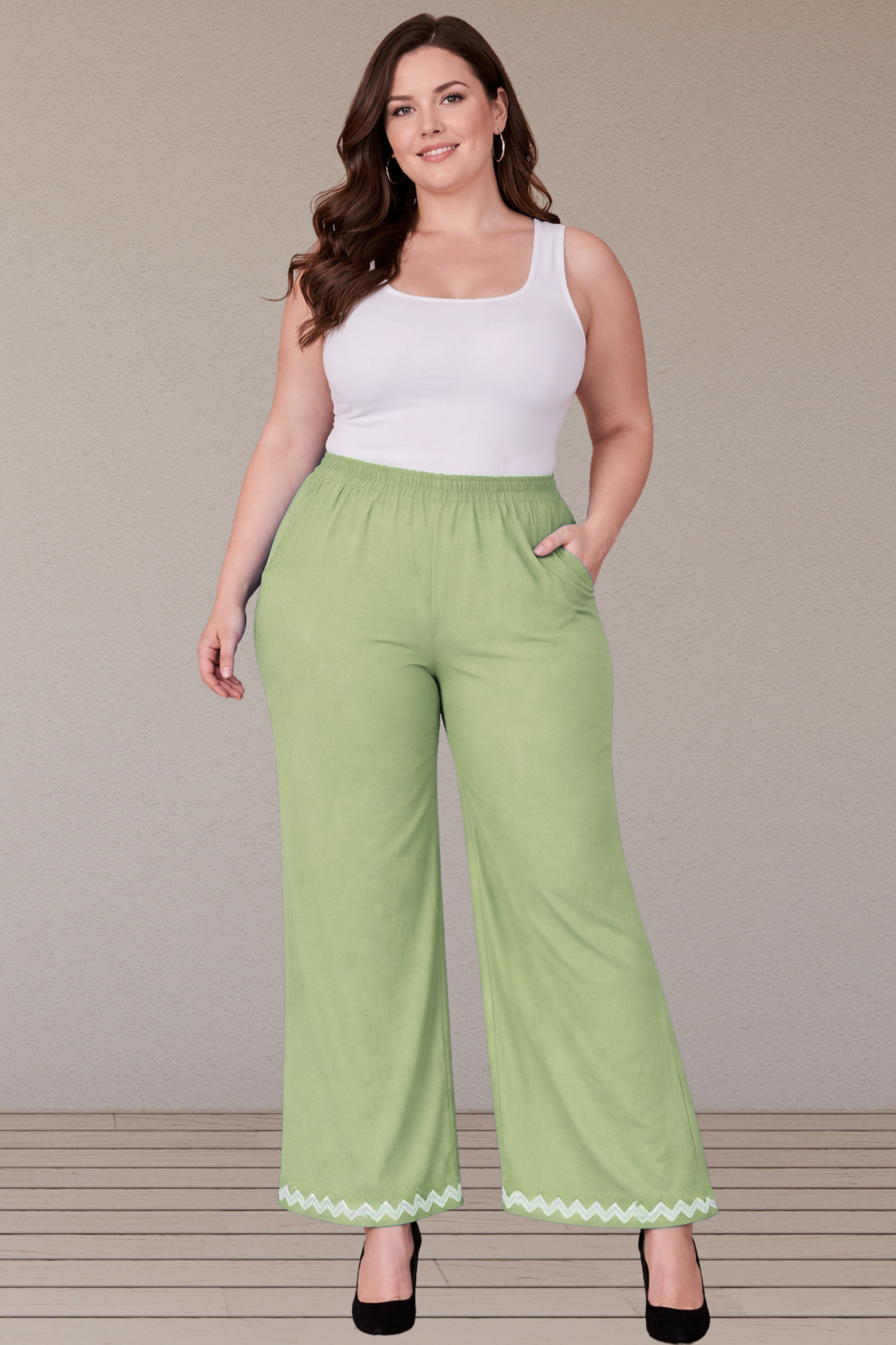 Mint Green Embellished Cotton Palazzo