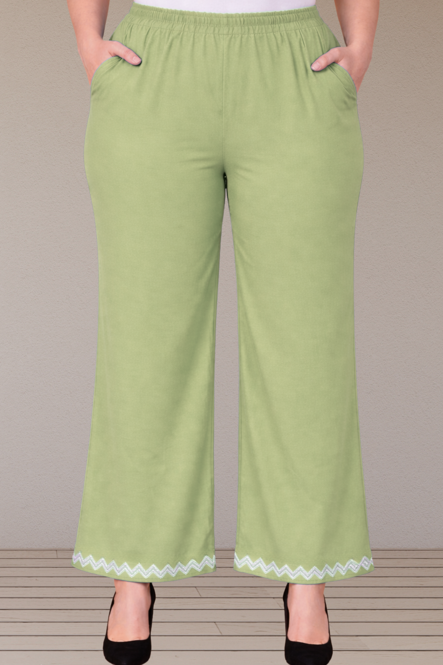 Mint Green Embellished Cotton Palazzo