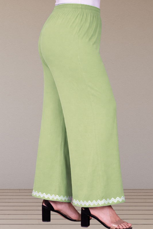 Mint Green Embellished Cotton Palazzo