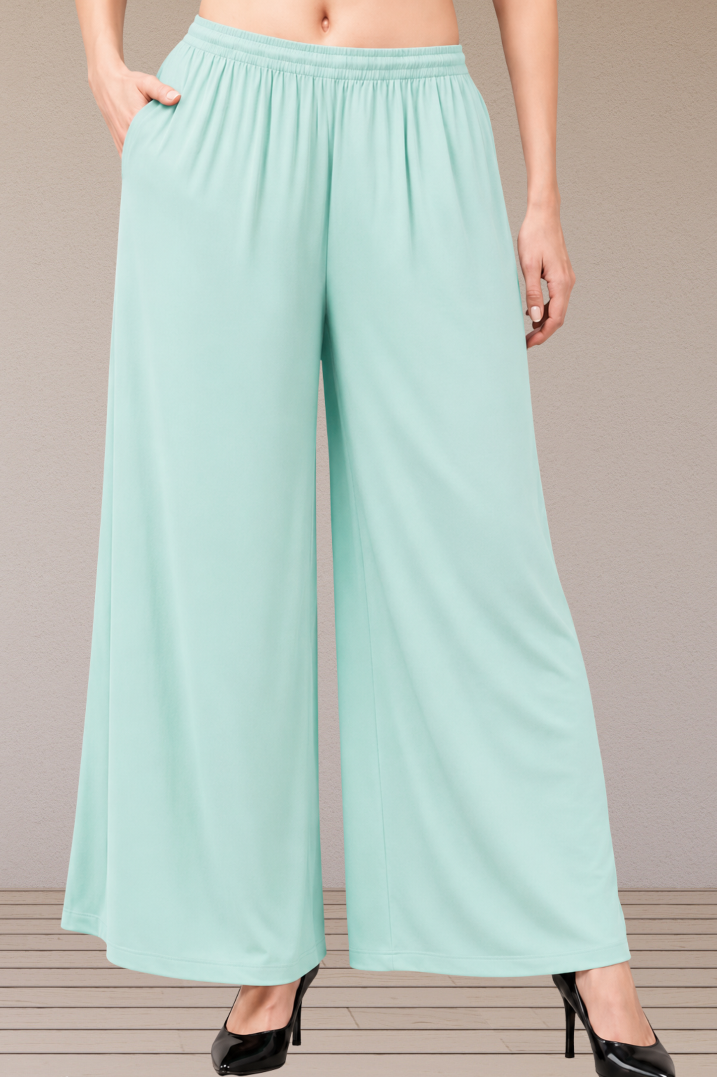 Mint Green Flared Palazzo Pant