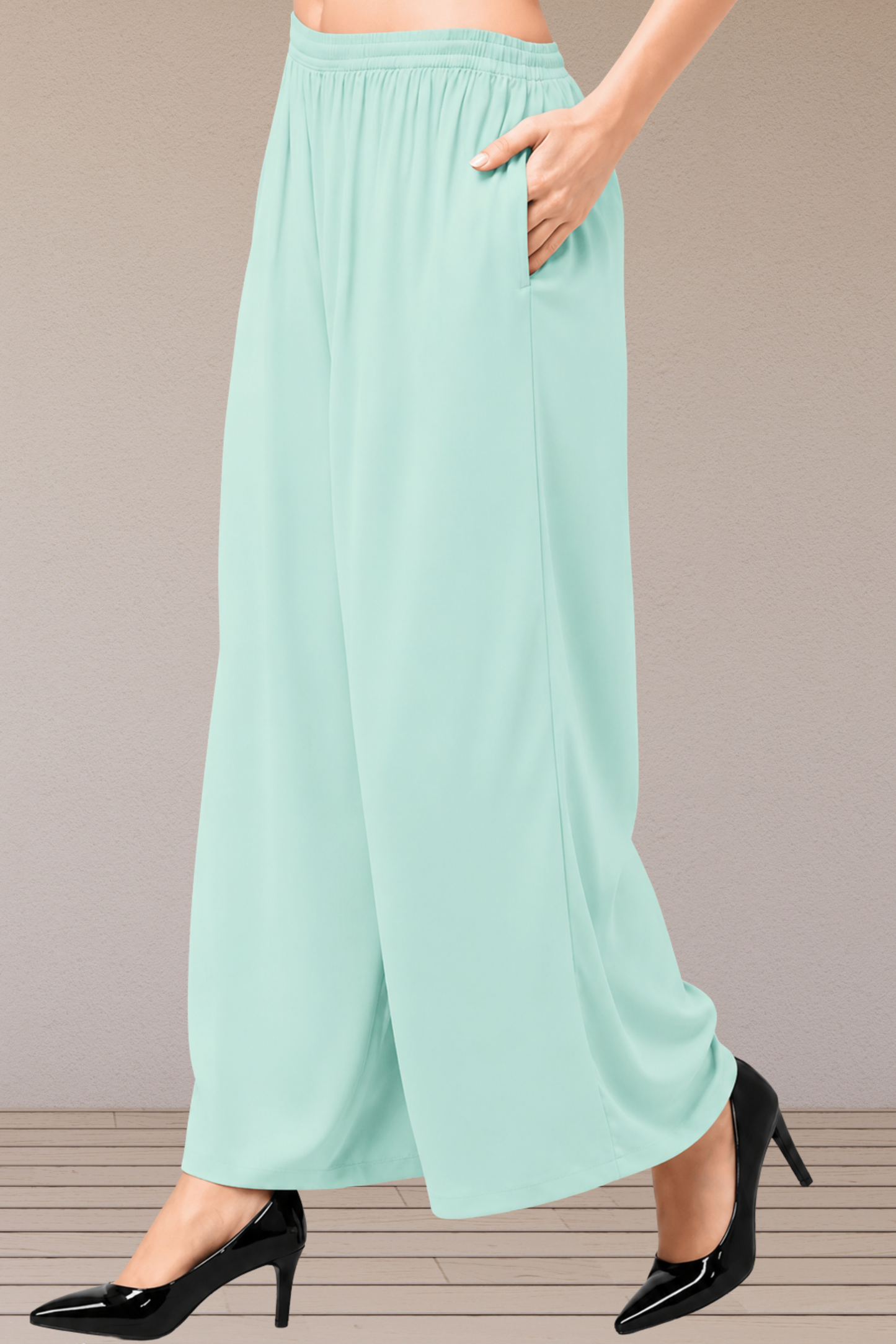Mint Green Flared Palazzo Pant