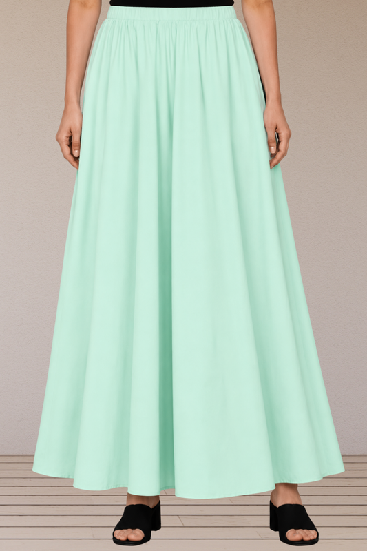 Mint Green Rayon Long Skirt