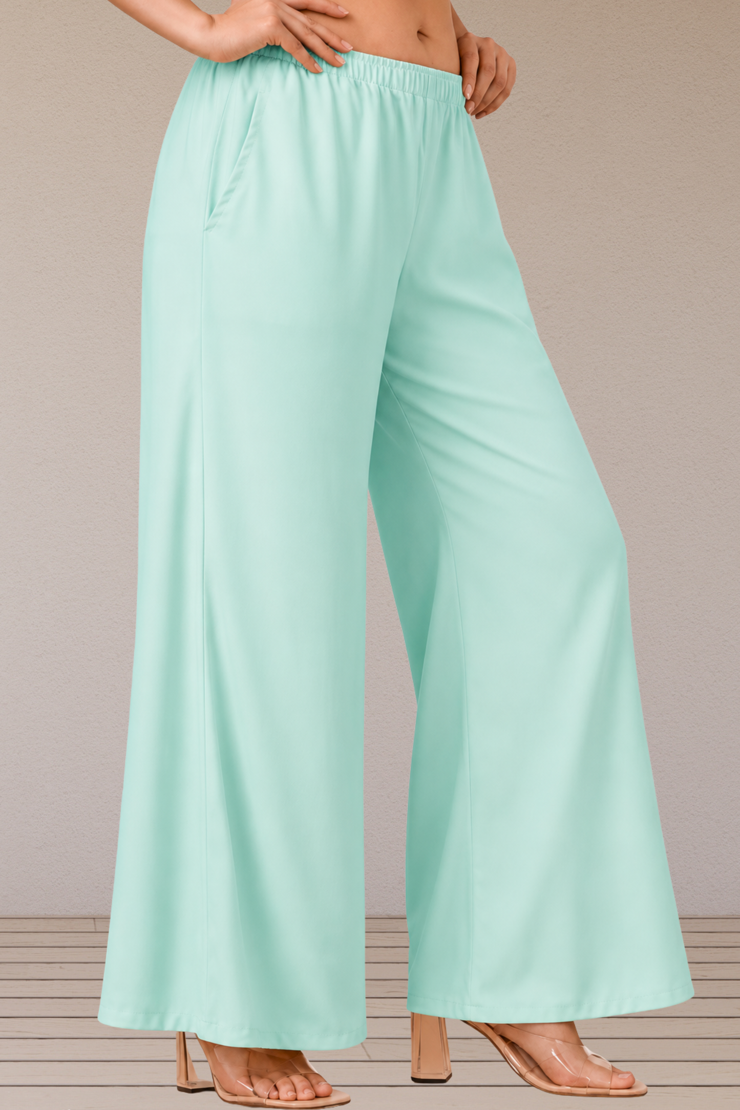 Mint Green Rayon Loose Palazzo