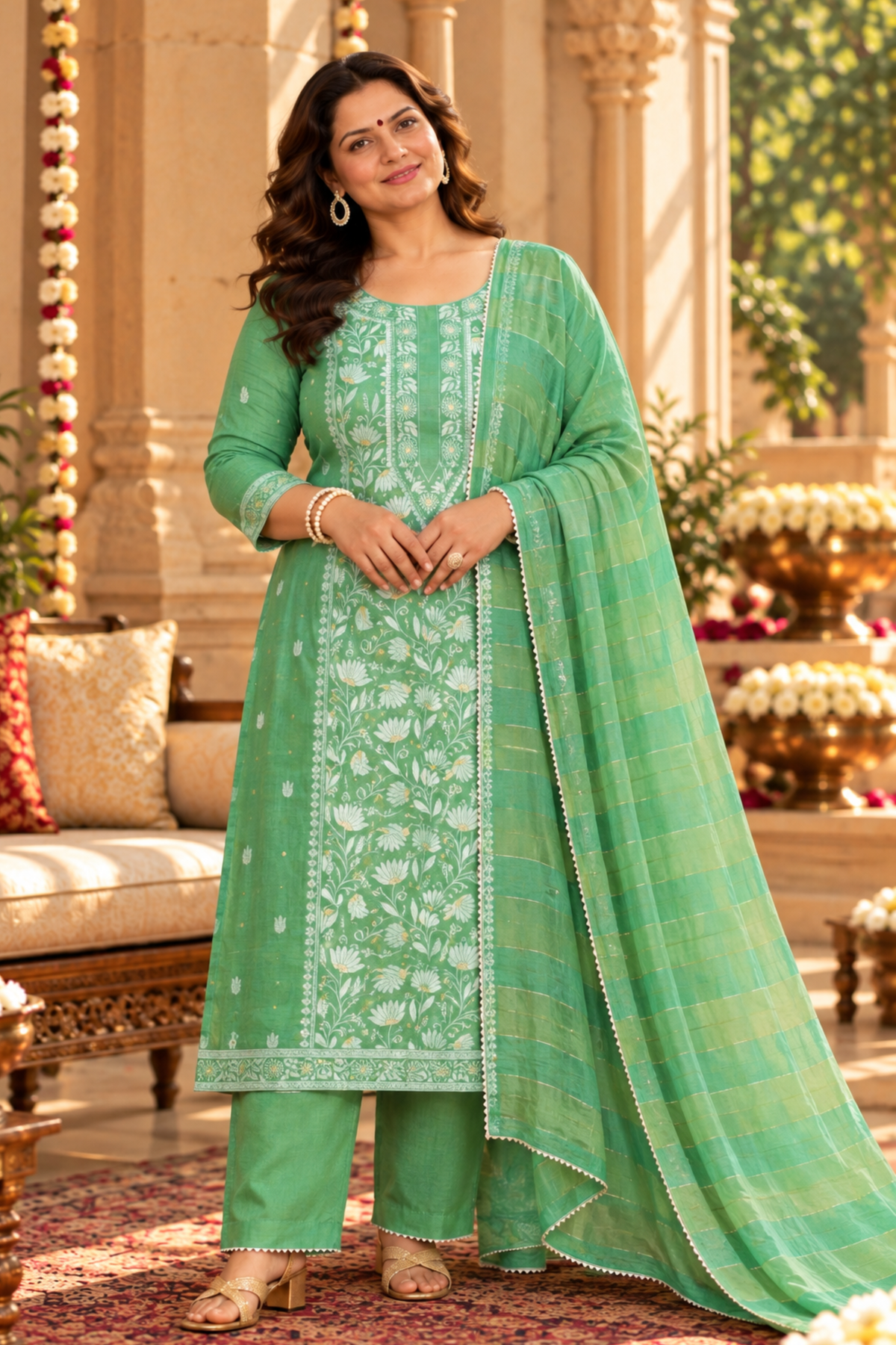 Mint Mirage Jacquard Linen Suit