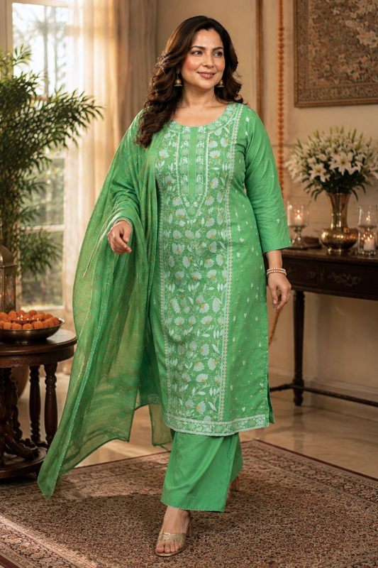 Mint Mirage Jacquard Linen Suit
