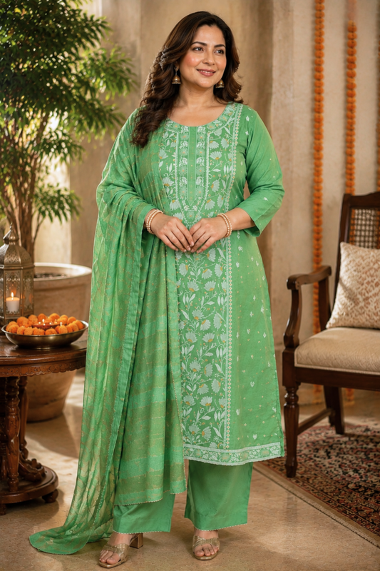 Mint Mirage Jacquard Linen Suit
