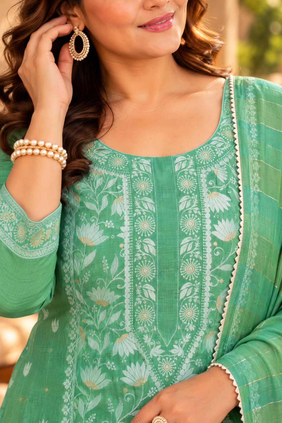 Mint Mirage Jacquard Linen Suit