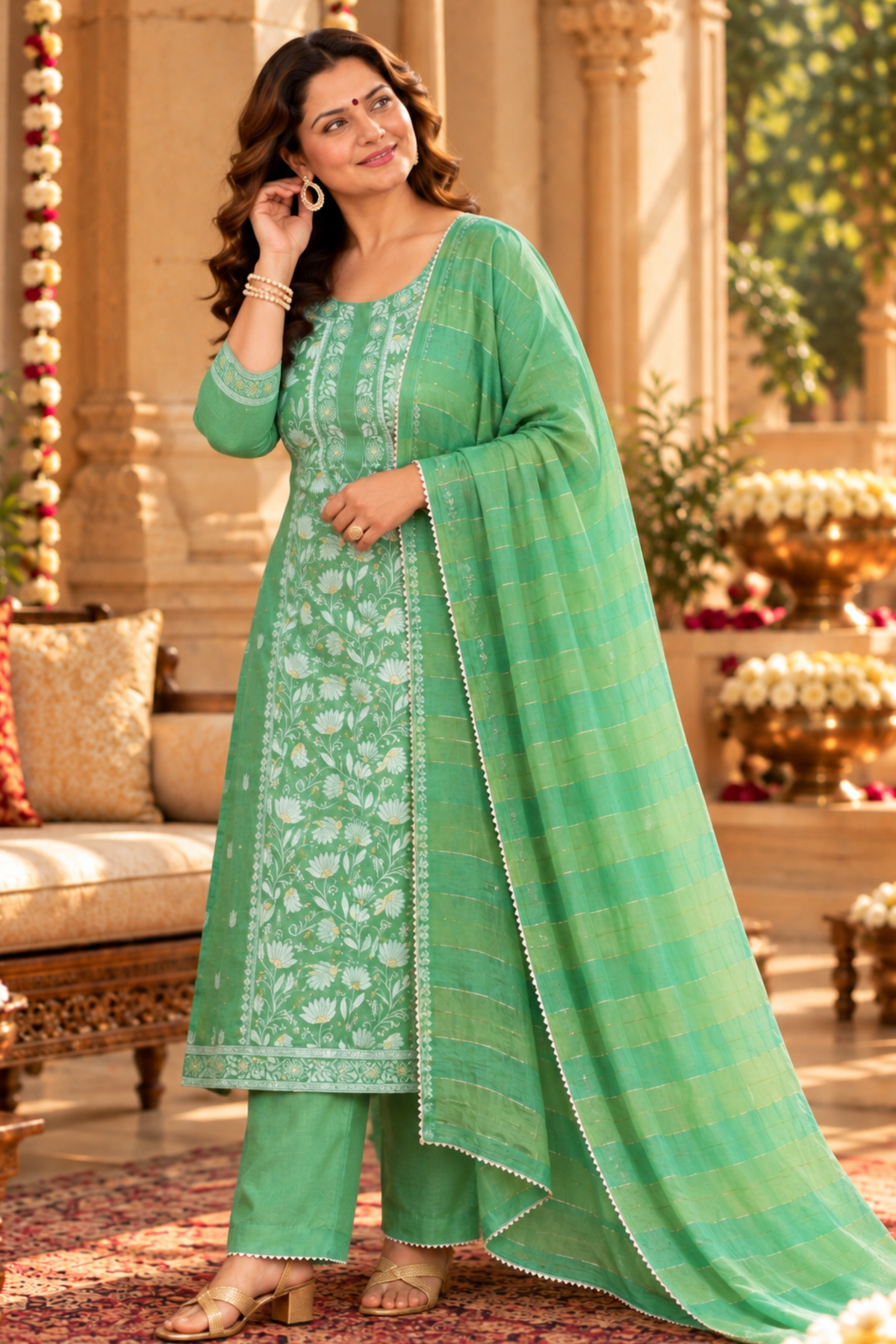 Mint Mirage Jacquard Linen Suit