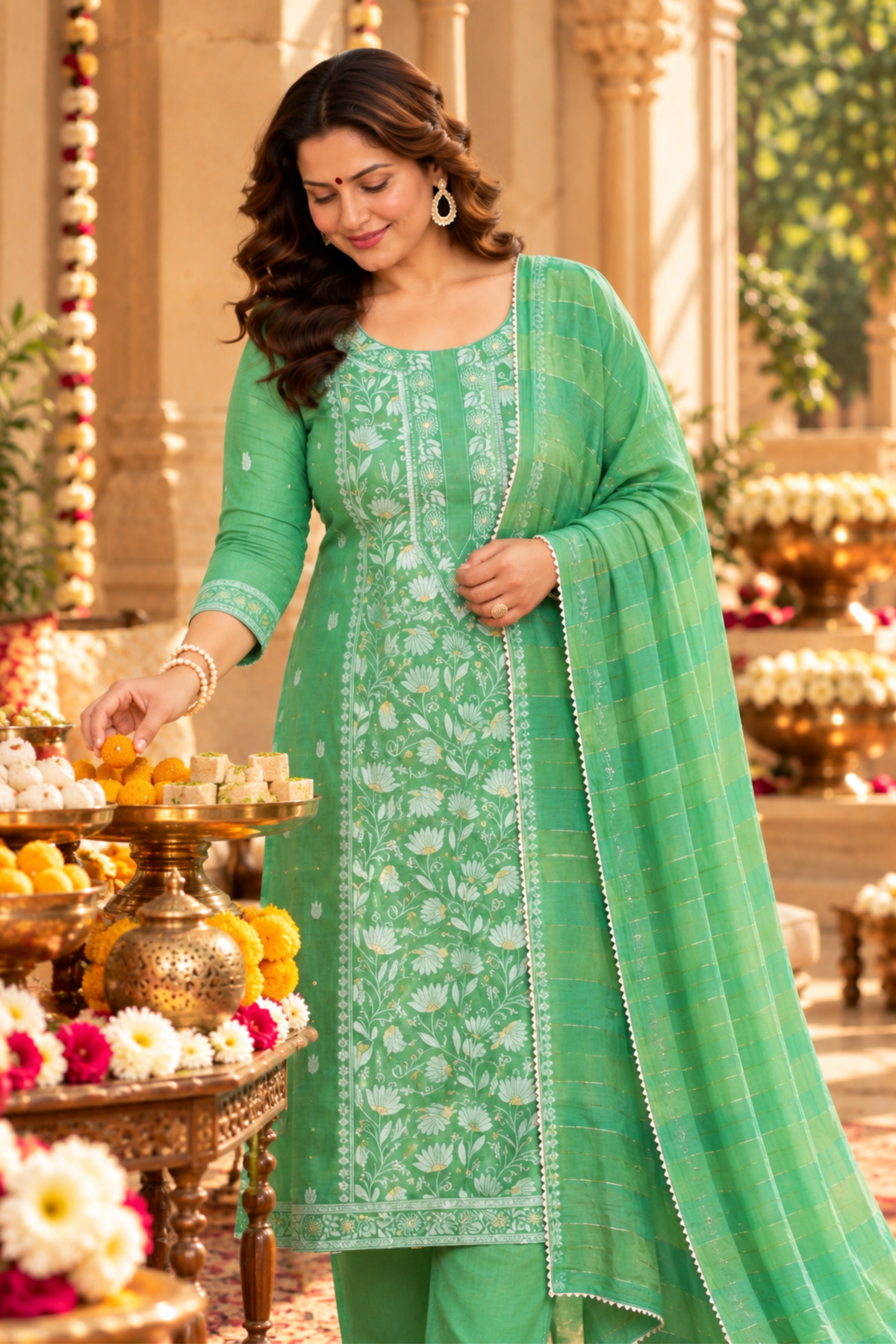 Mint Mirage Jacquard Linen Suit