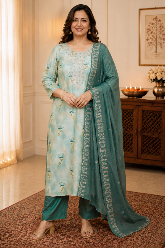 Mint & Teal Zari Delight Suit