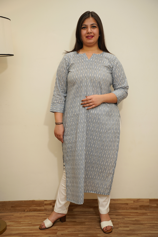 Misty Grey Printed Kurta
