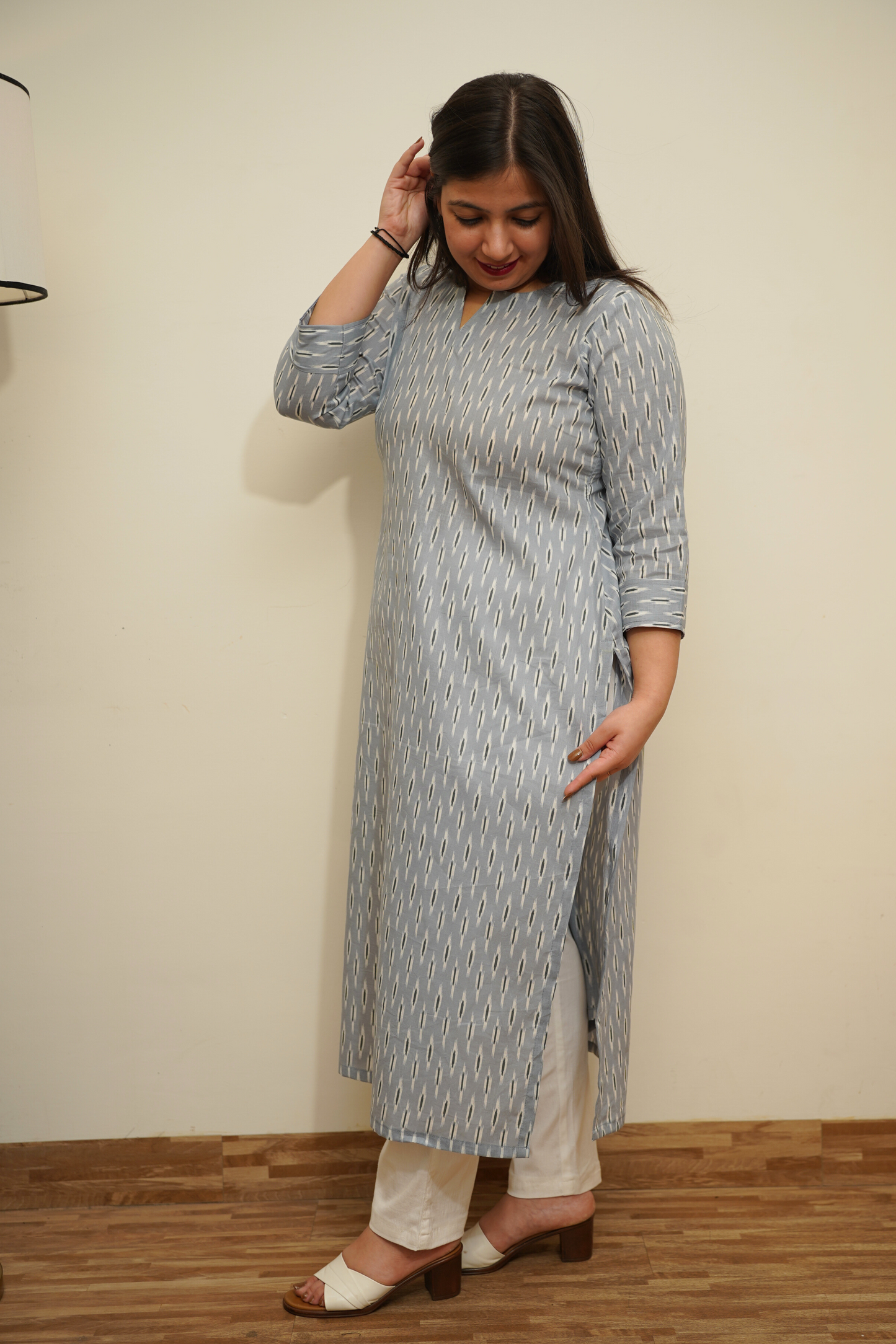 Misty Grey Printed Kurta