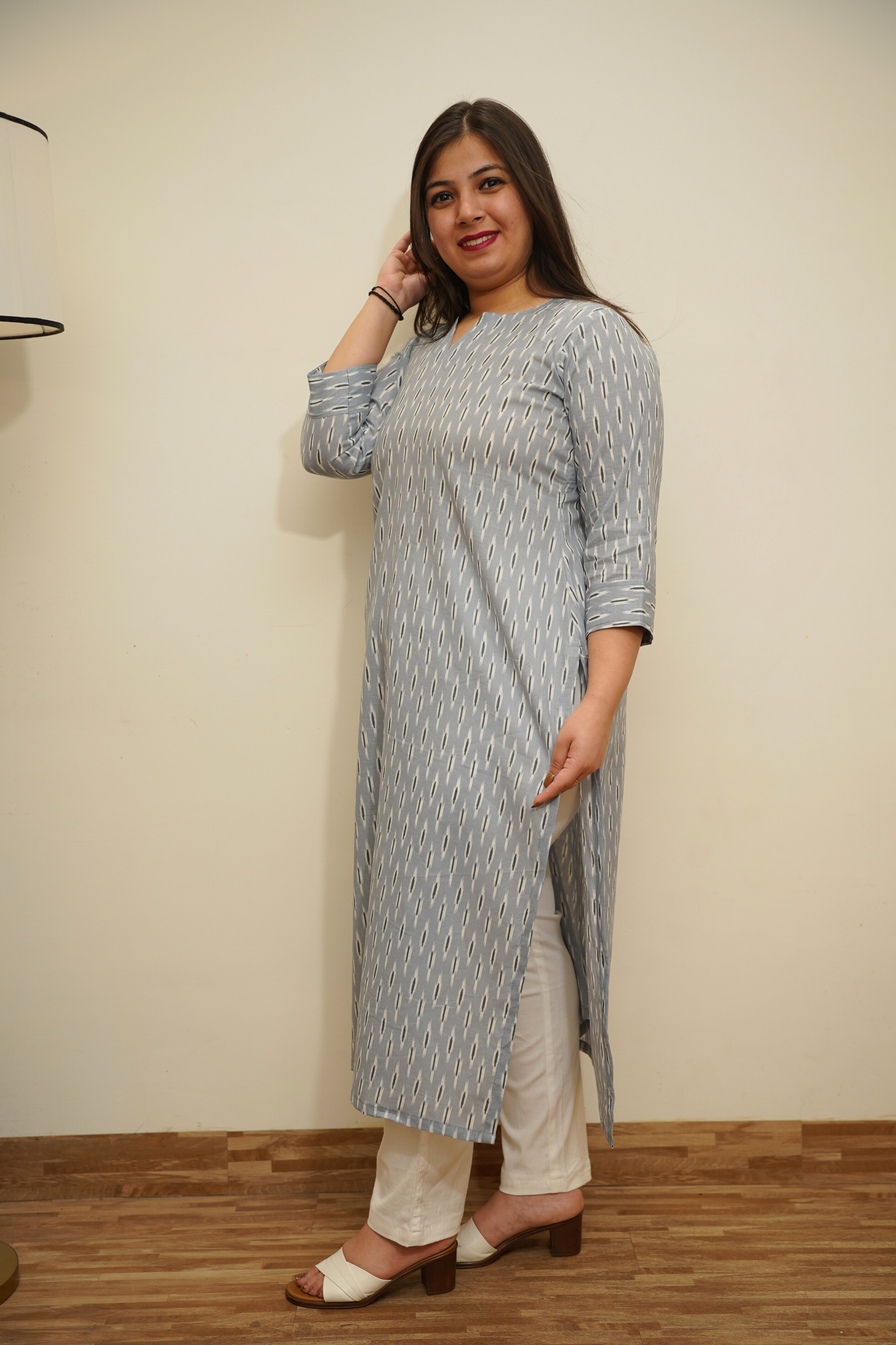 Misty Grey Printed Kurta
