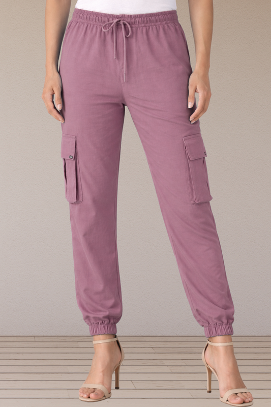 Misty Mauve Cotton Cargo Pants