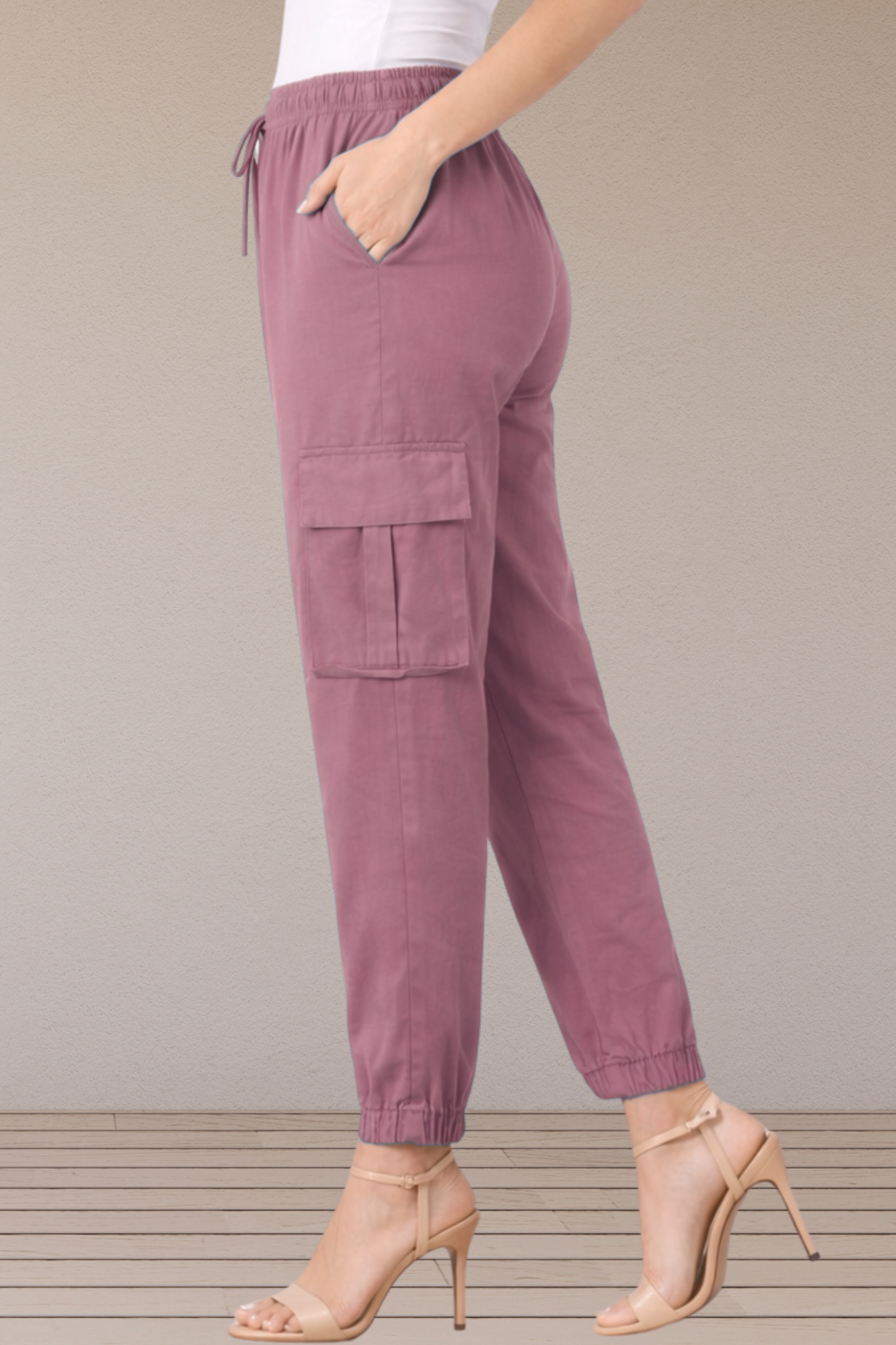 Misty Mauve Cotton Cargo Pants