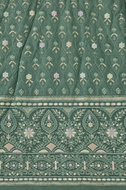 Misty Pistachio Georgette Dress with Dupatta