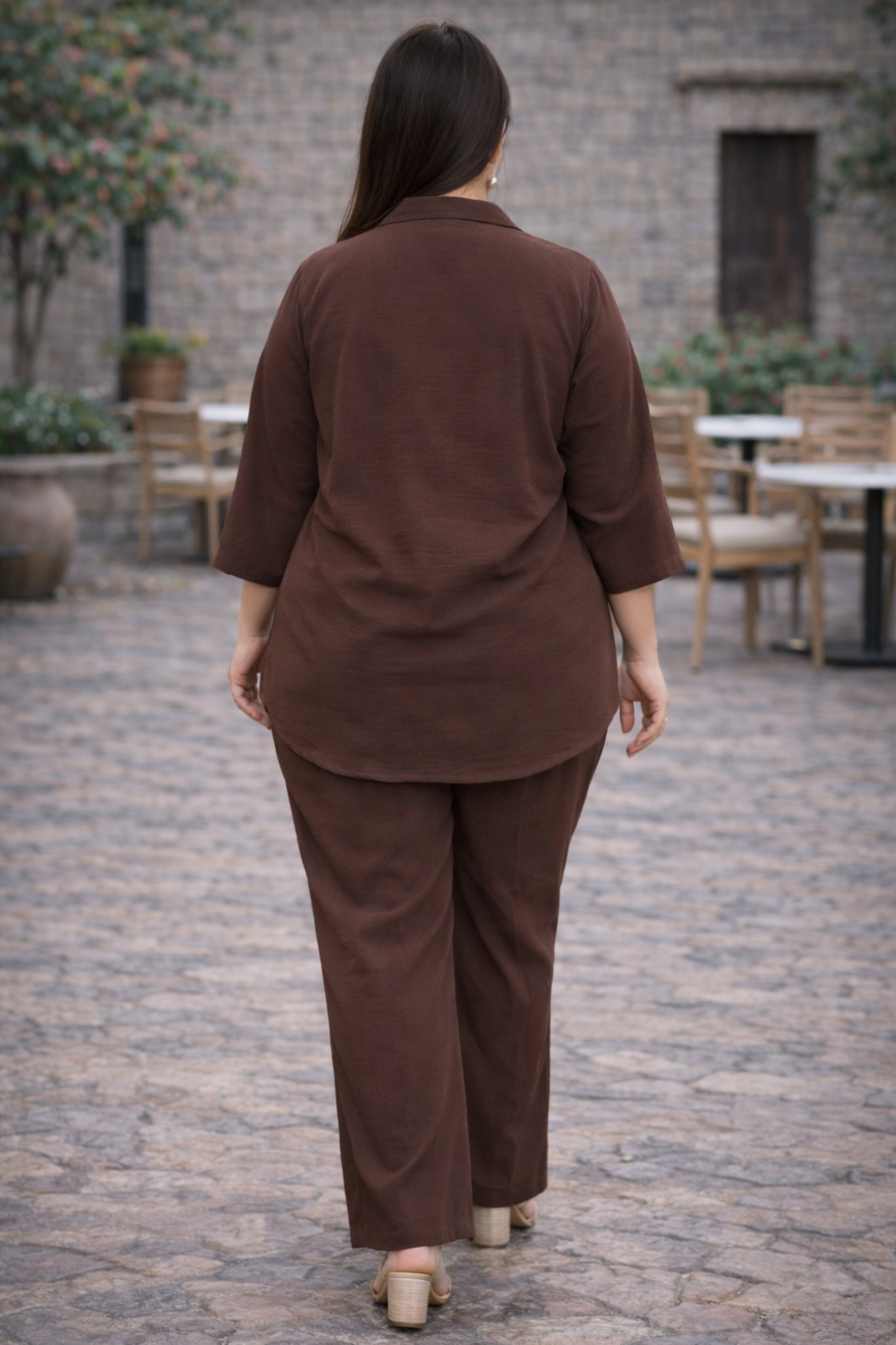 Mocha Brown Crushed Co-ord Set