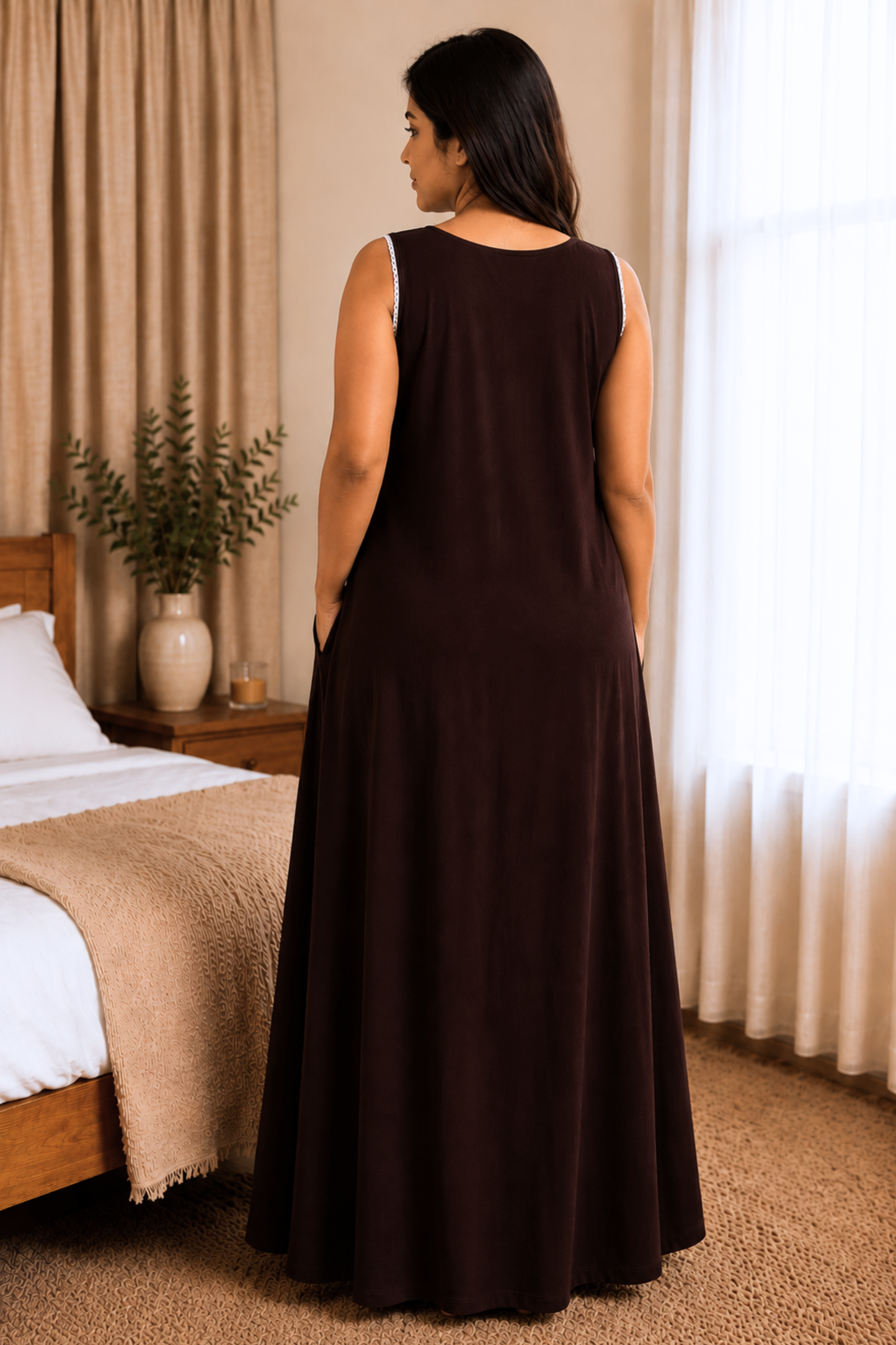 Mocha Brown Rayon Night Gown