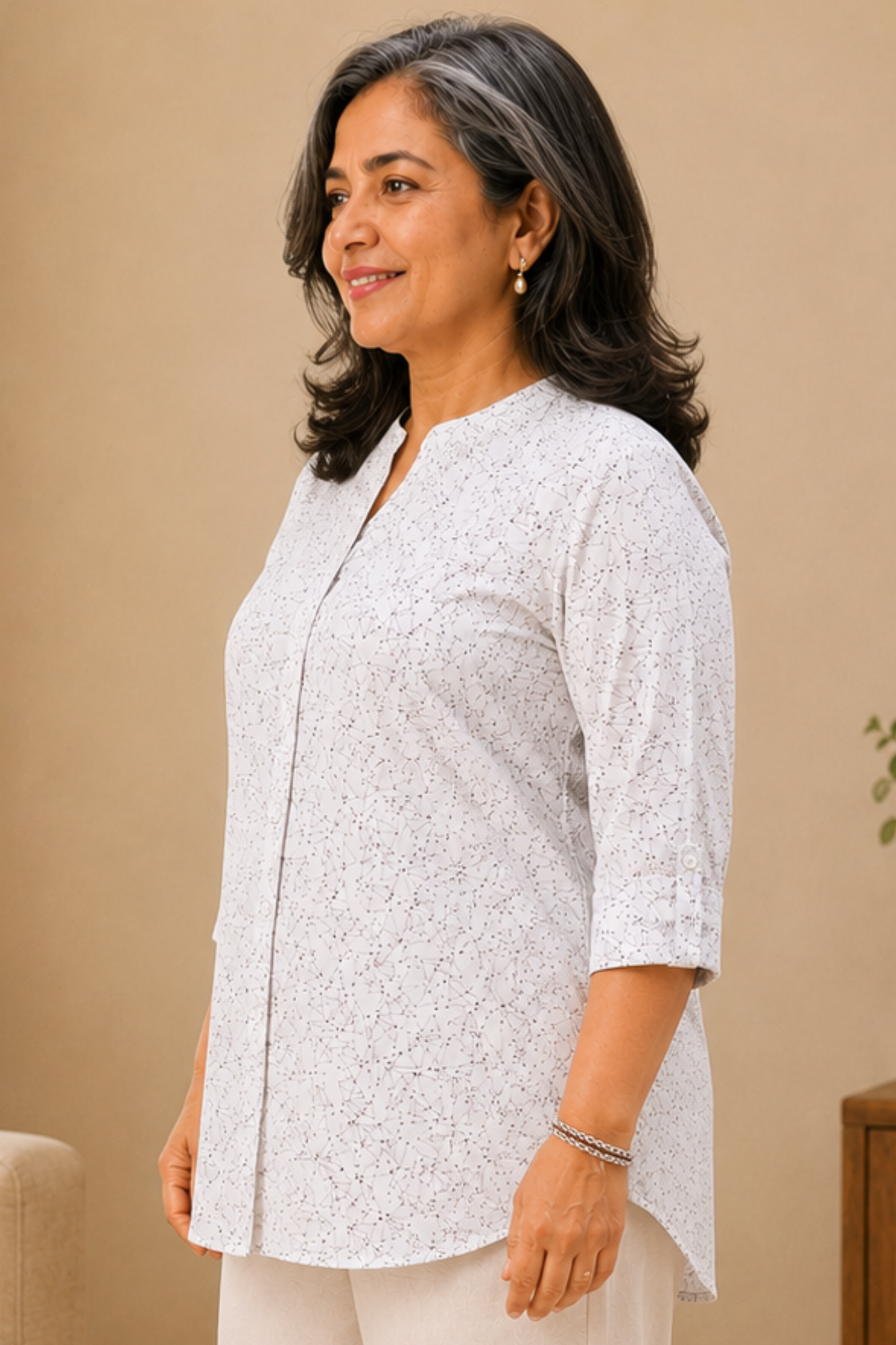 Moonlight Sketch Printed Short Kurta