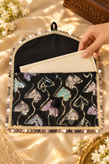Moonlit Sequins Handcrafted Shagun Envelope