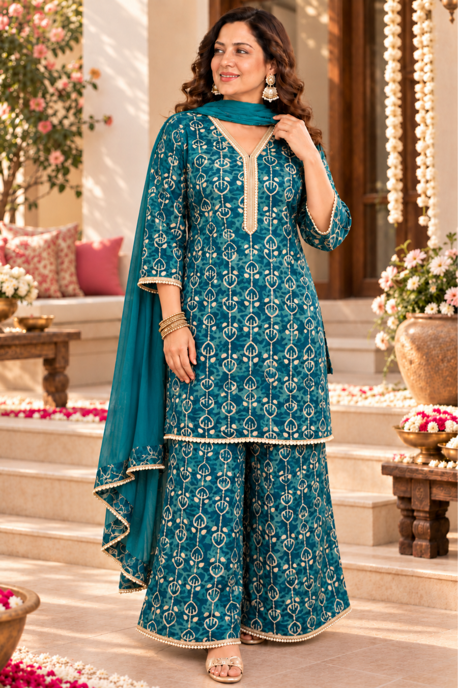 Morni Raas Suit Set With Foil Print