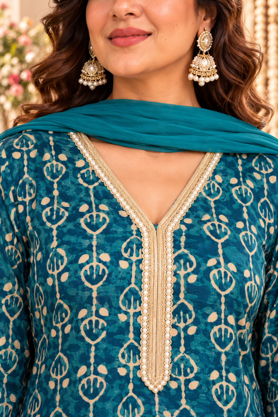 Morni Raas Suit Set With Foil Print