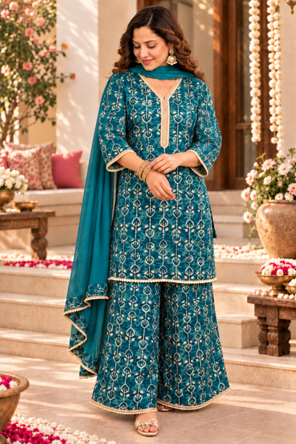 Morni Raas Suit Set With Foil Print
