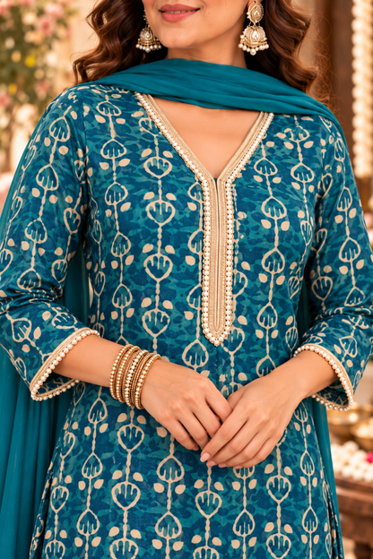 Morni Raas Suit Set With Foil Print