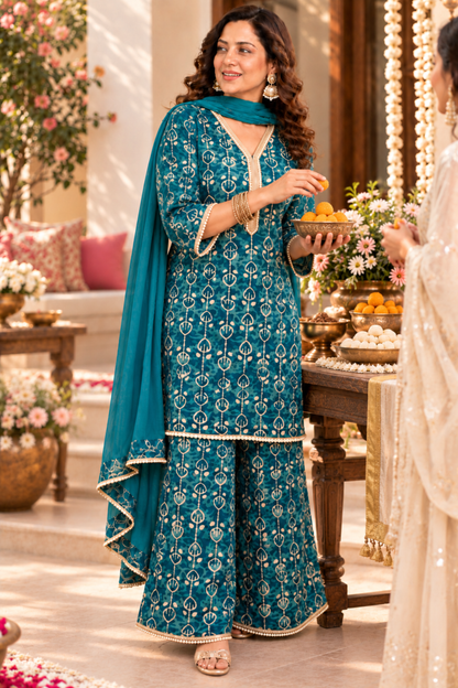 Morni Raas Suit Set With Foil Print
