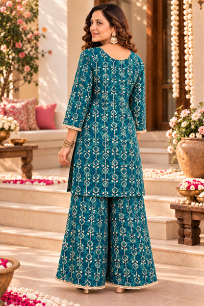 Morni Raas Suit Set With Foil Print