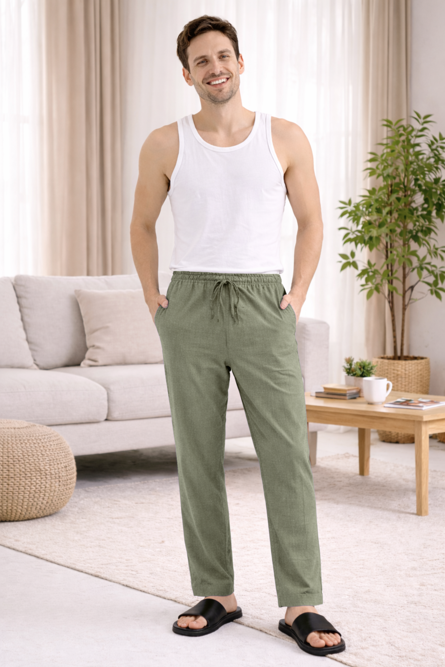 Moss Green Cotton Pant Pajama