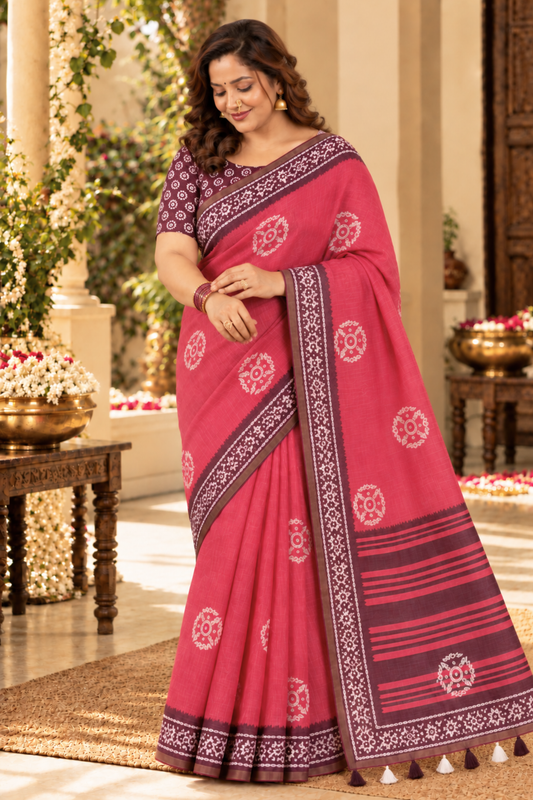 Mridula Printed Saree With 1.5 Mtr Blouse Piece